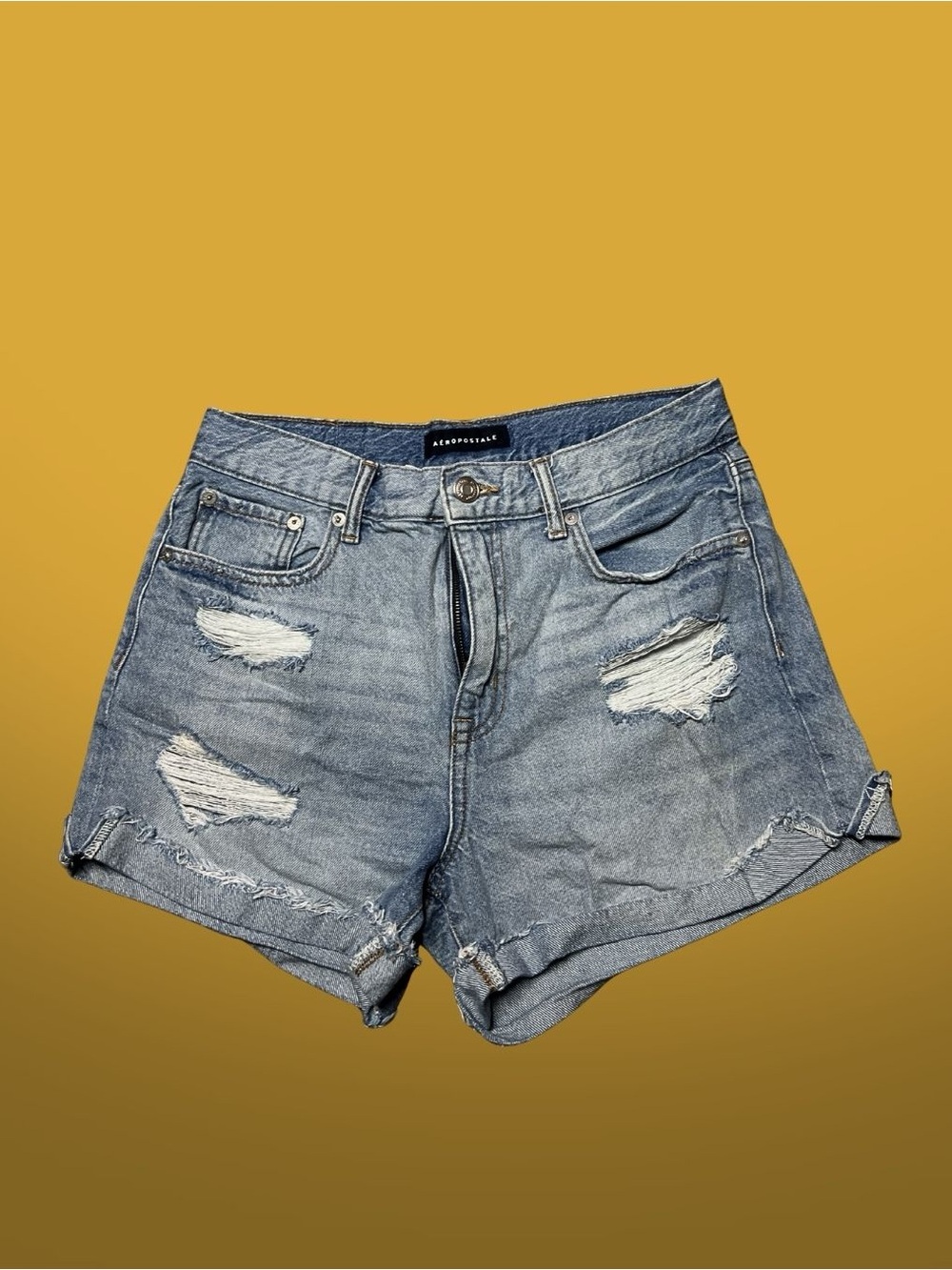 Aeropostale Light Blue Distressed Denim Jean Shorts